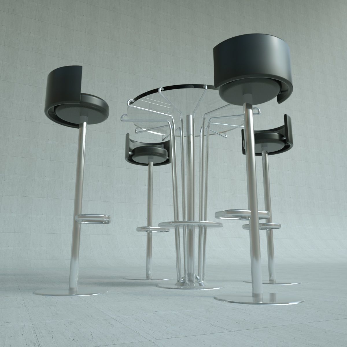 High Table and Chairs 3D model CGTrader