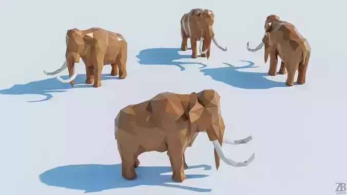 Lowpoly Mammoth 001 3D model