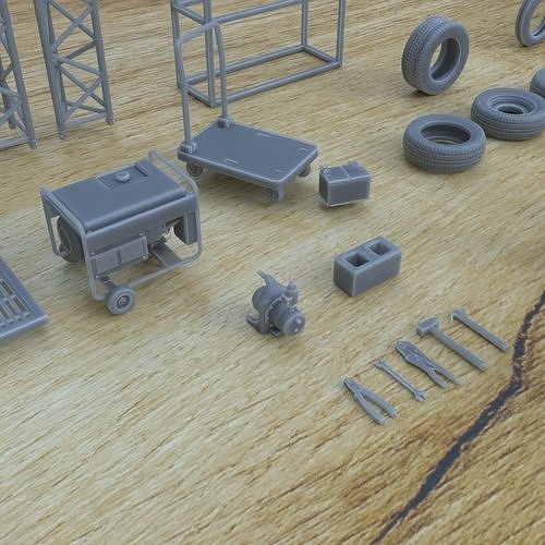 INDOOR MECHANIC ASSETS 1-35 SUPPORTED STL 3D print model 2