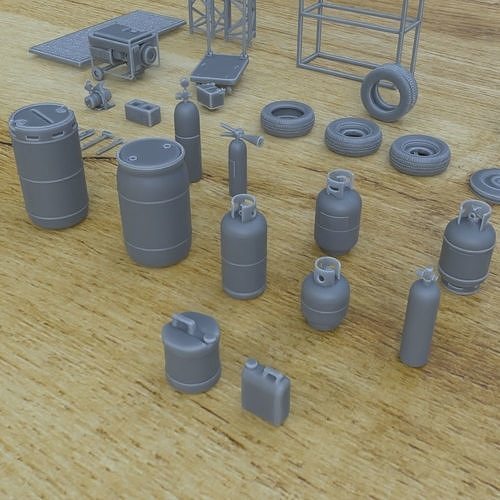 INDOOR MECHANIC ASSETS 1-35 SUPPORTED STL 3D print model