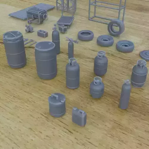 INDOOR MECHANIC ASSETS 1-35 SUPPORTED STL 3D print model