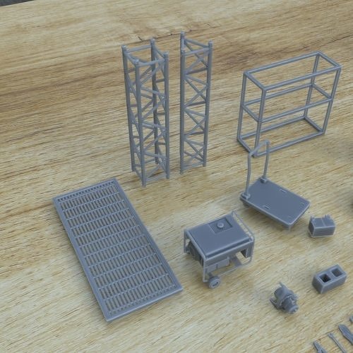 INDOOR MECHANIC ASSETS 1-35 SUPPORTED STL 3D print model 3