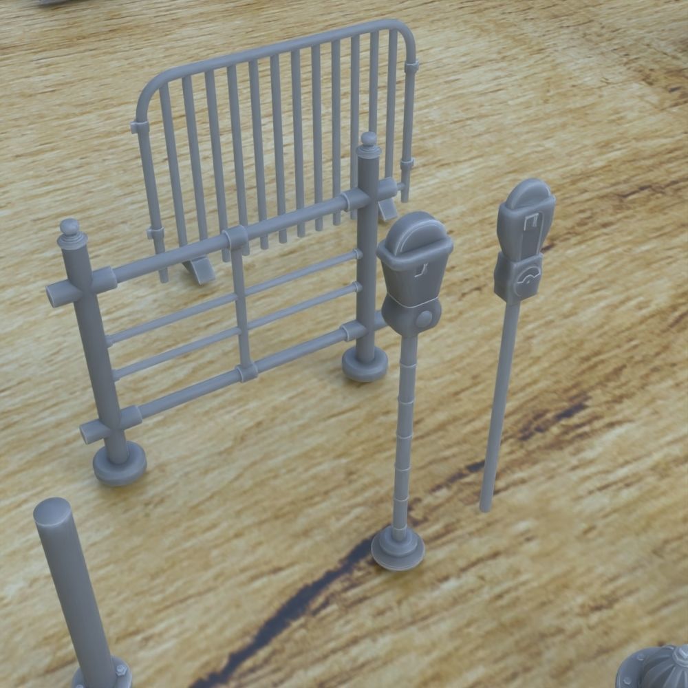 STREET ASSETS 1-35 FOR DIORAMA SUPPORTED STL 3D print model_2