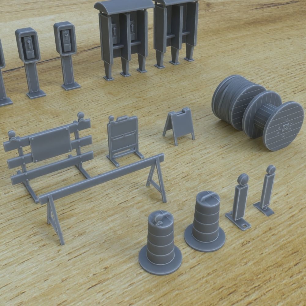 STREET ASSETS 1-35 FOR DIORAMA SUPPORTED STL 3D print model_8