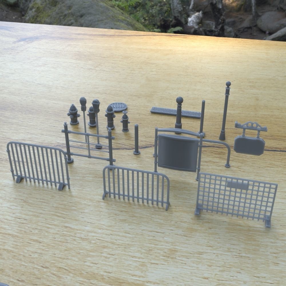 STREET ASSETS 1-35 FOR DIORAMA SUPPORTED STL 3D print model_3