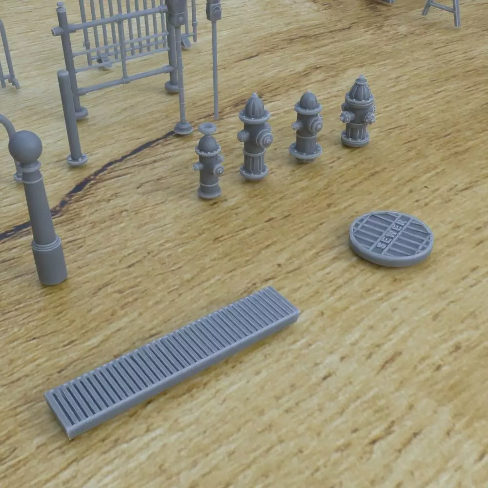 STREET ASSETS 1-35 FOR DIORAMA SUPPORTED STL 3D print model_0
