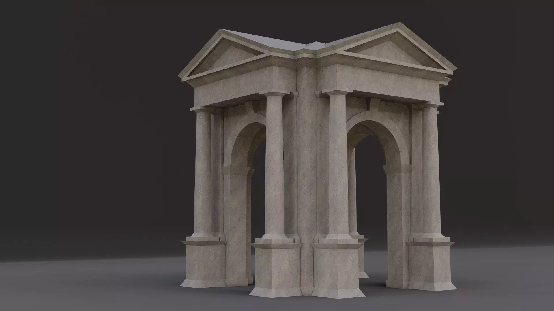 Arched portico in the mas Doric order with freestanding columns Low-poly 3D model