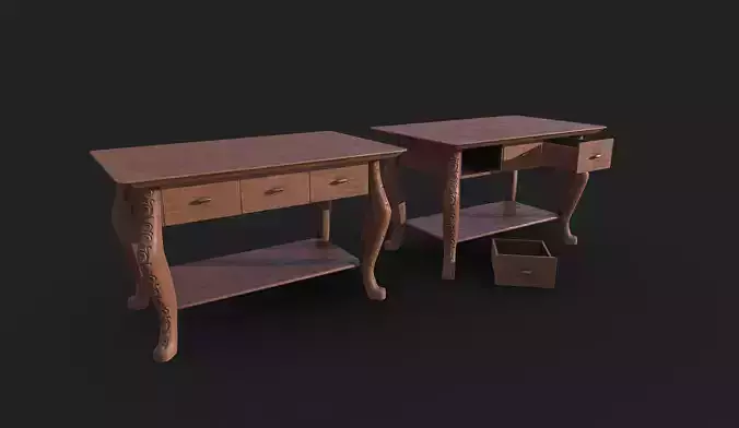 Vintage Drawer Low-poly 3D model