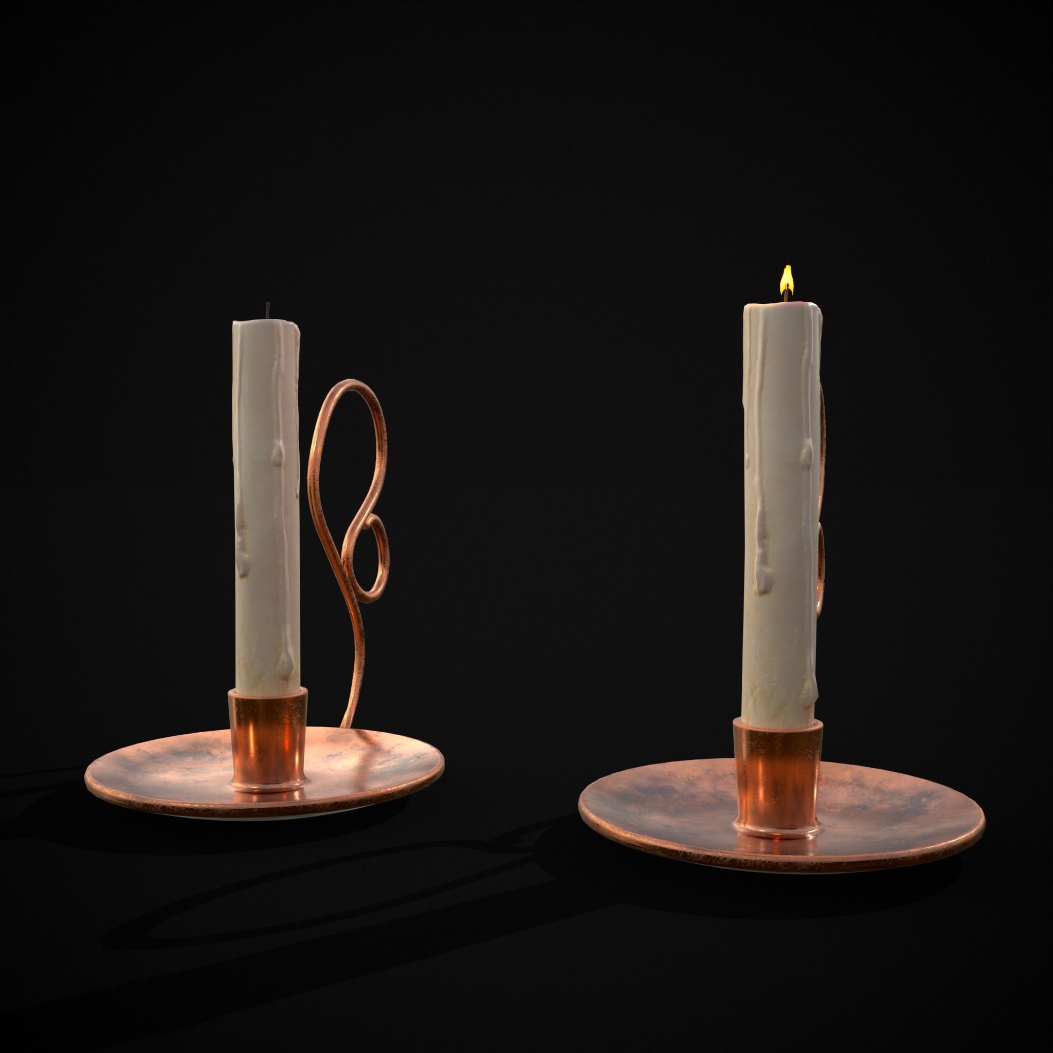 Medium Copper Chamberstick Low-poly 3D model_29