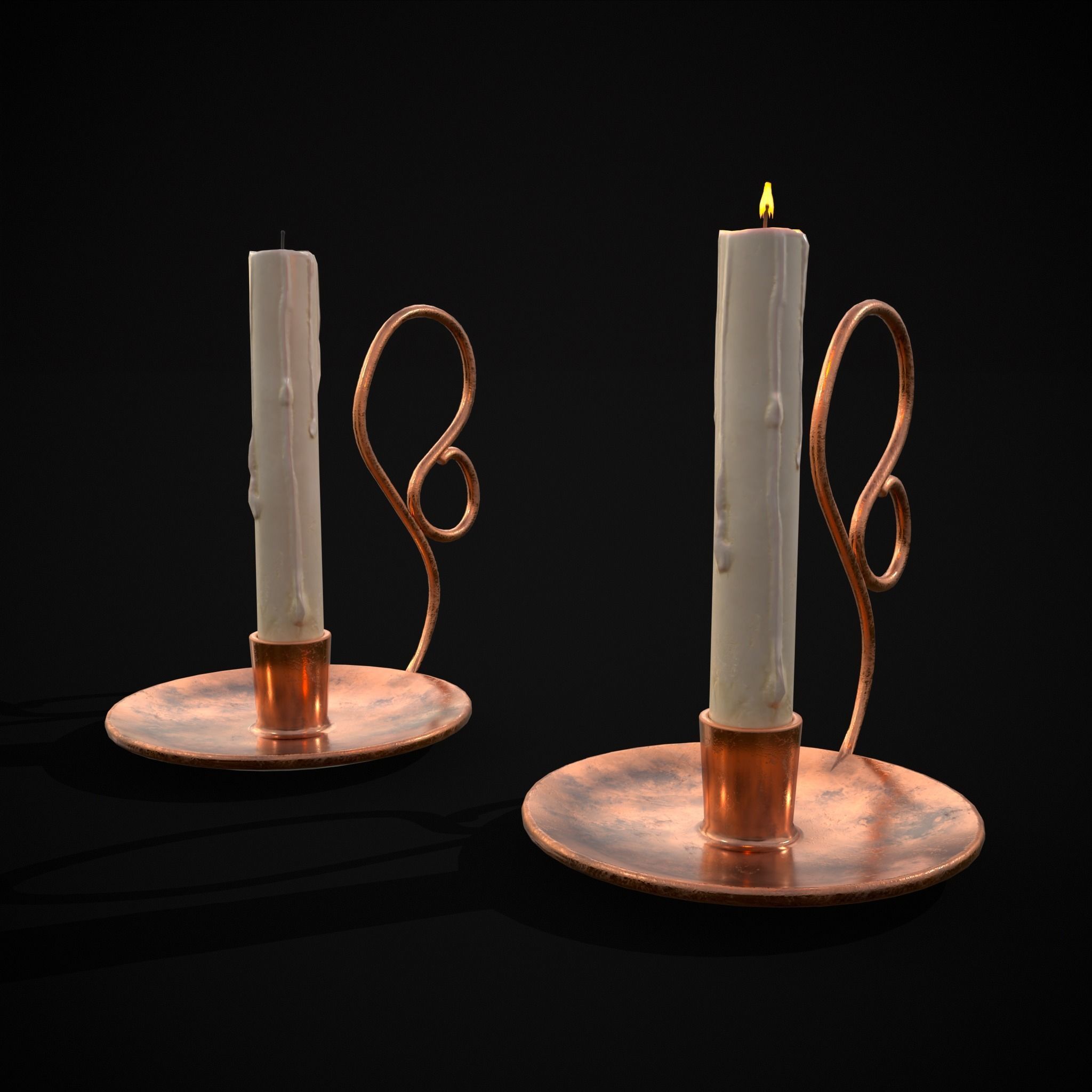 Medium Copper Chamberstick Low-poly 3D model_19