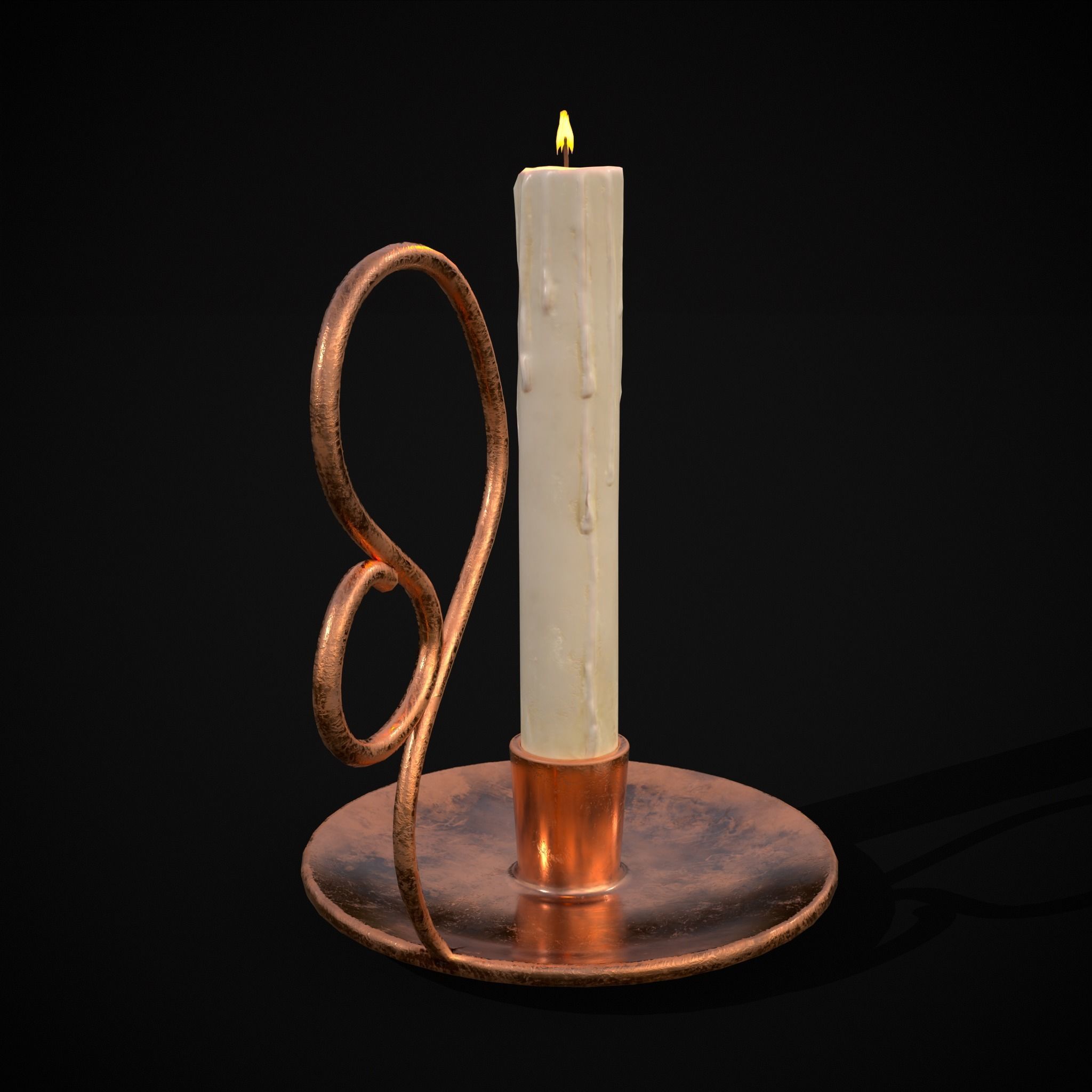 Medium Copper Chamberstick Low-poly 3D model_15