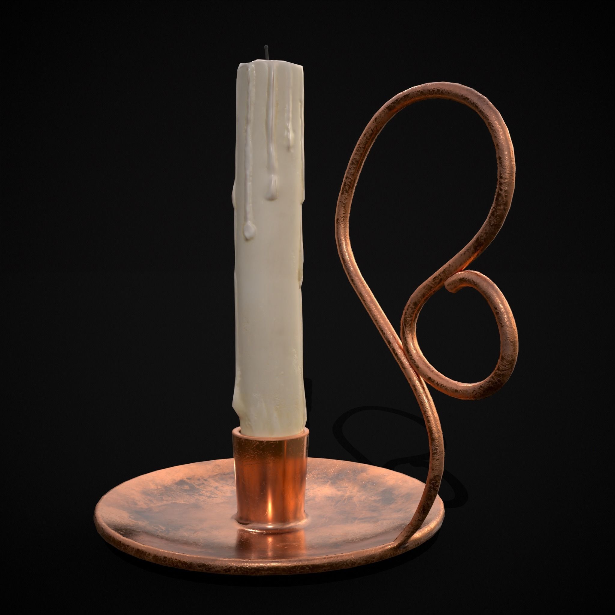 Medium Copper Chamberstick Low-poly 3D model_13