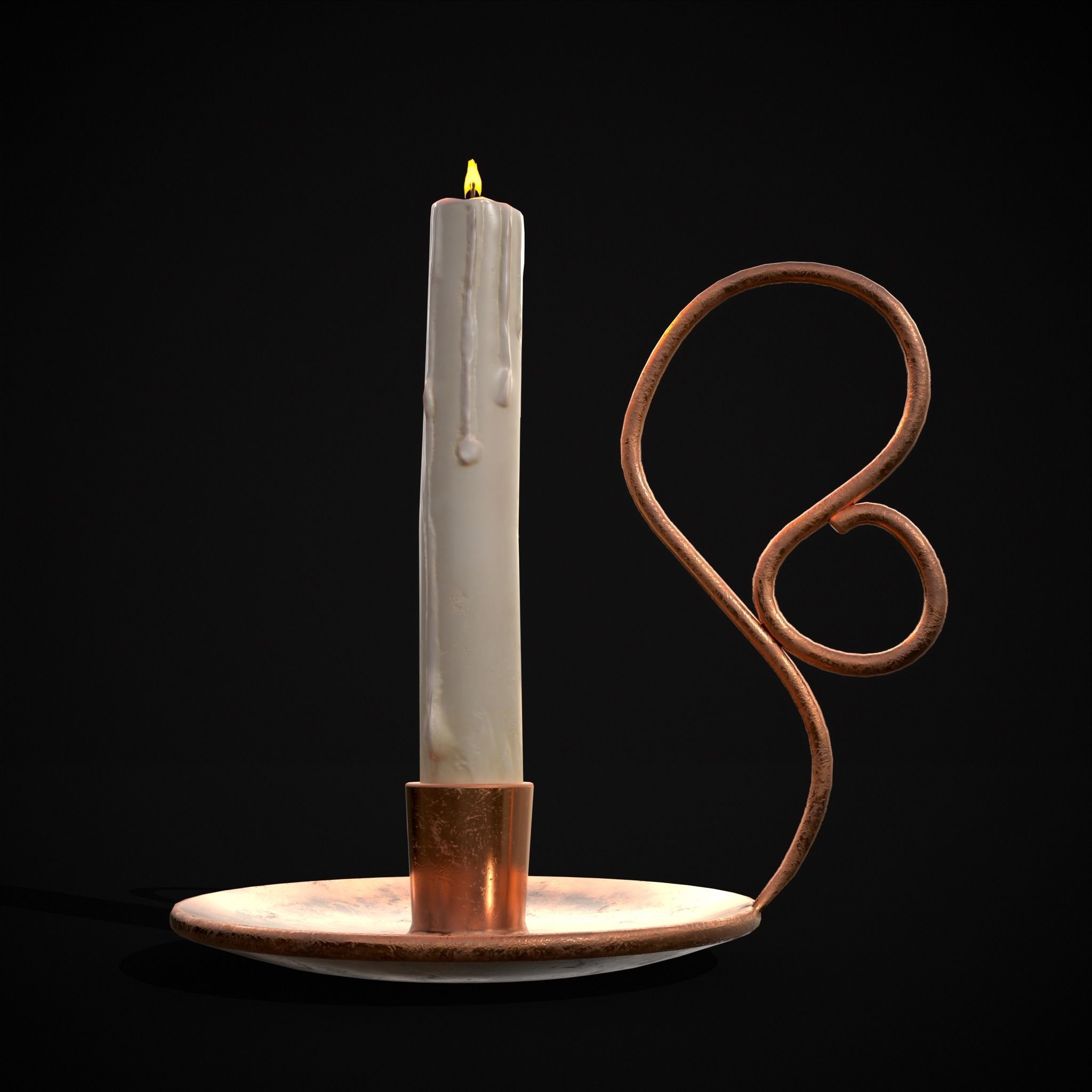 Medium Copper Chamberstick Low-poly 3D model_17