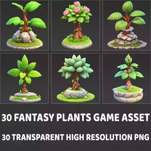 30 Fantasy Plants Game Asset