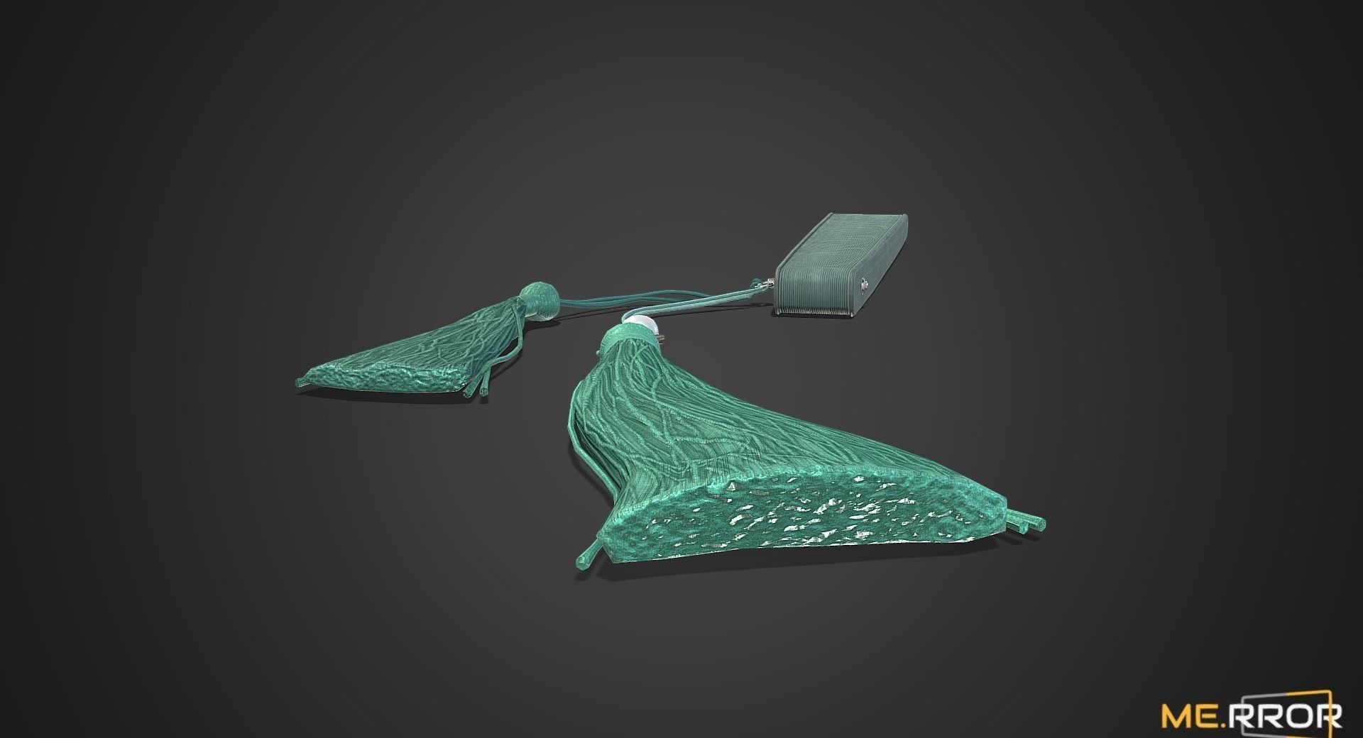 Game Ready Traditonal Jade Fan Low-poly 3D model_7