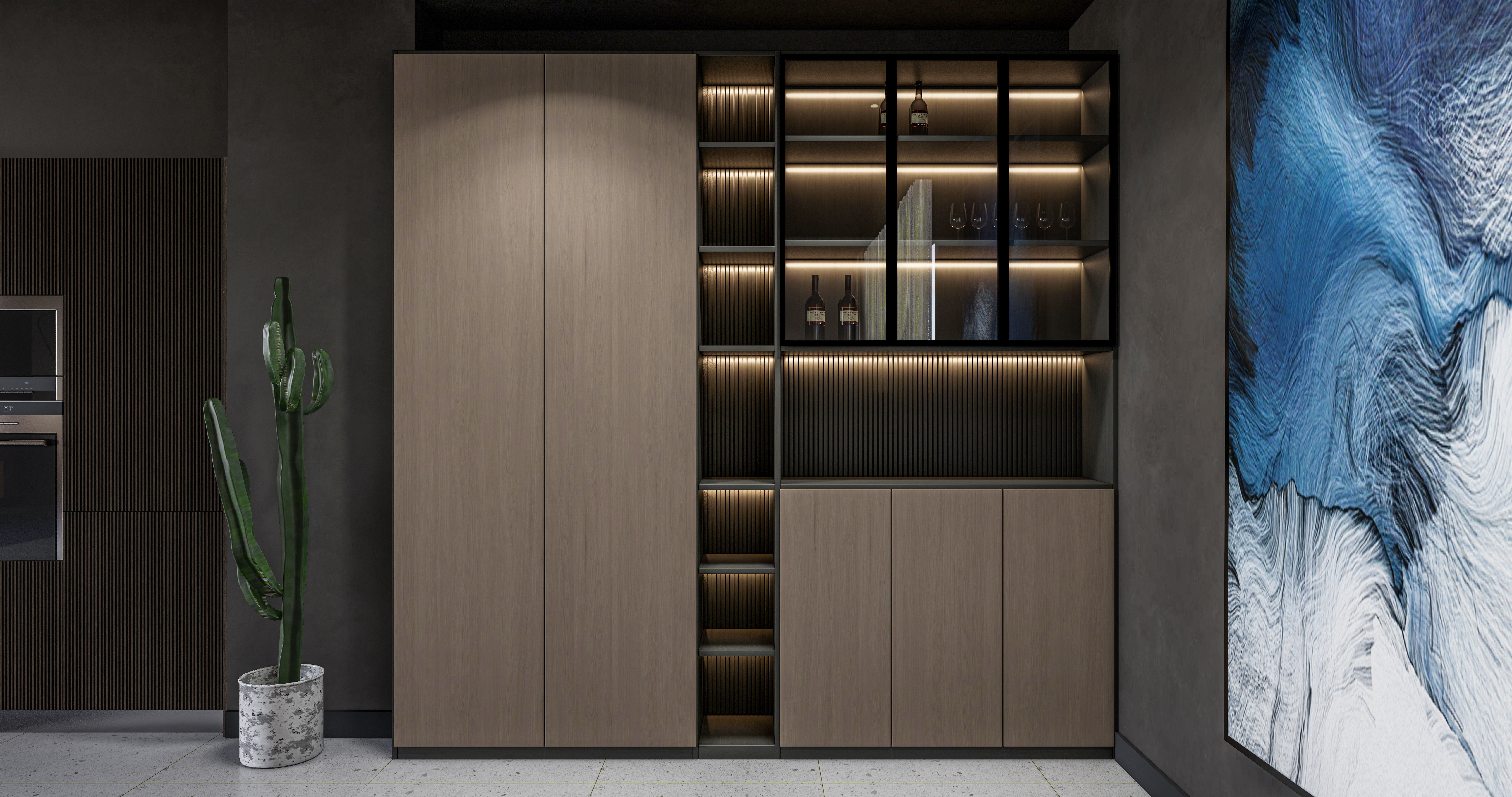 Wine cabinet Rack Cellar 3D model_4