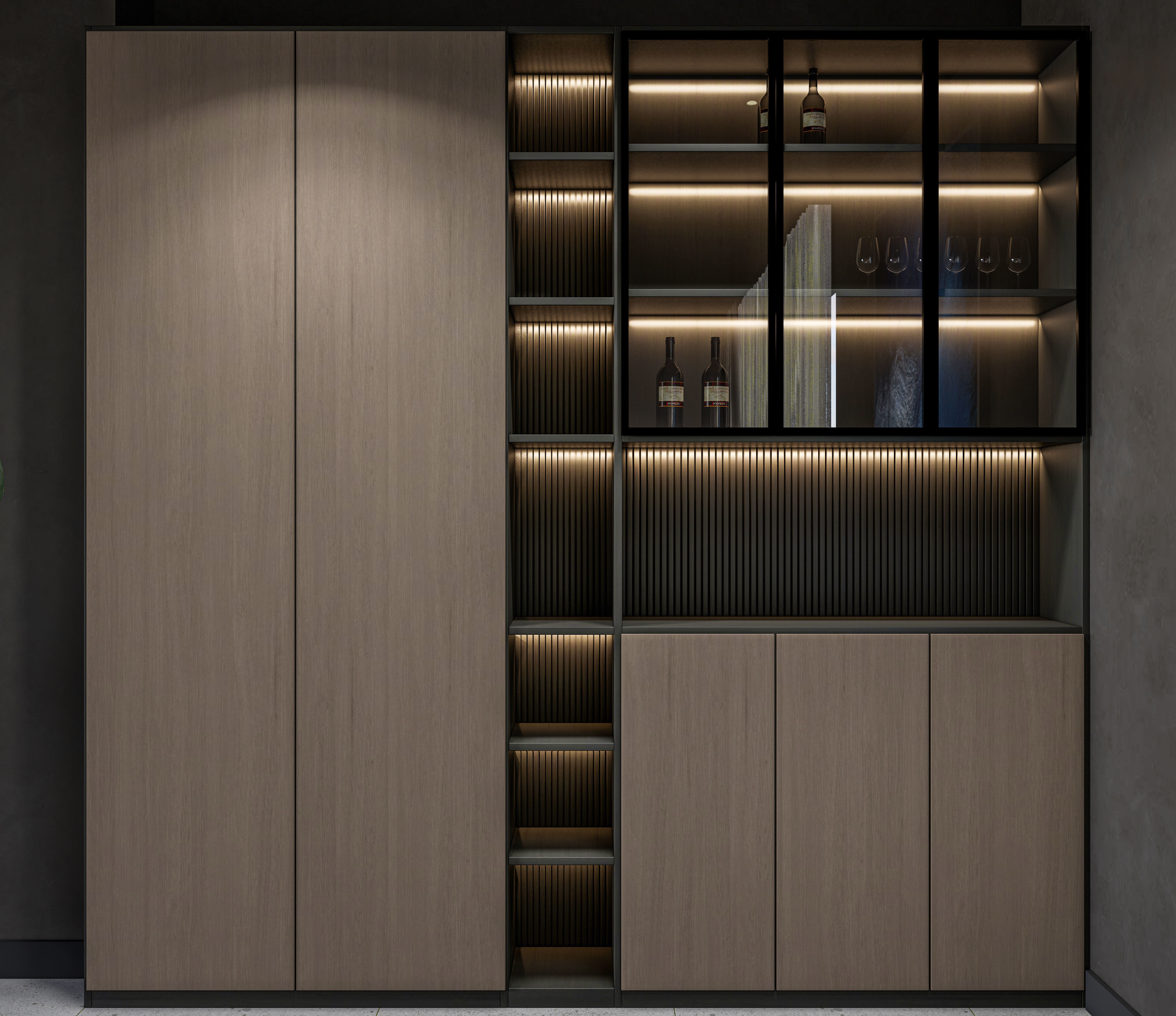 Wine cabinet Rack Cellar 3D model_3