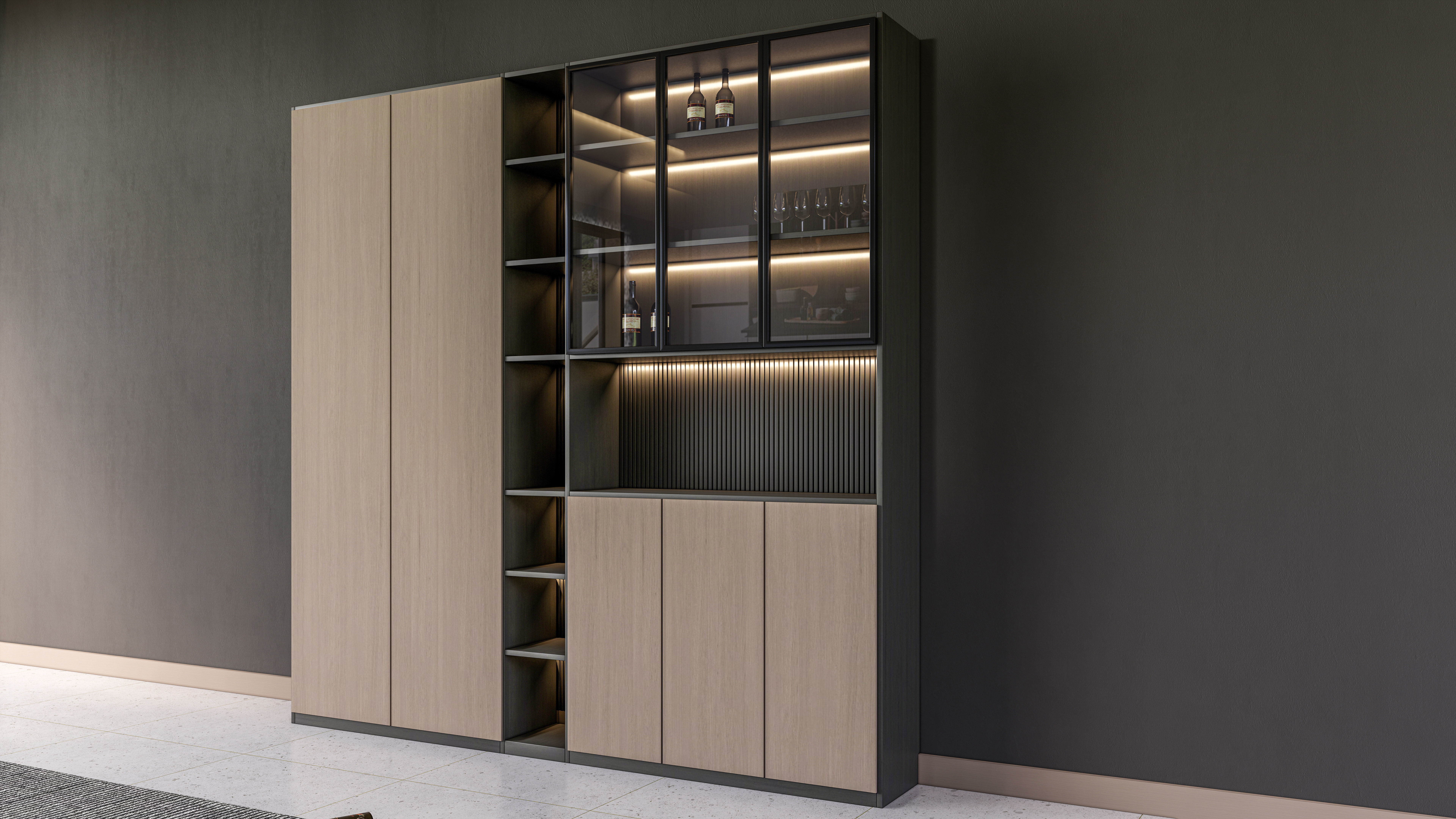 Wine cabinet Rack Cellar 3D model_2