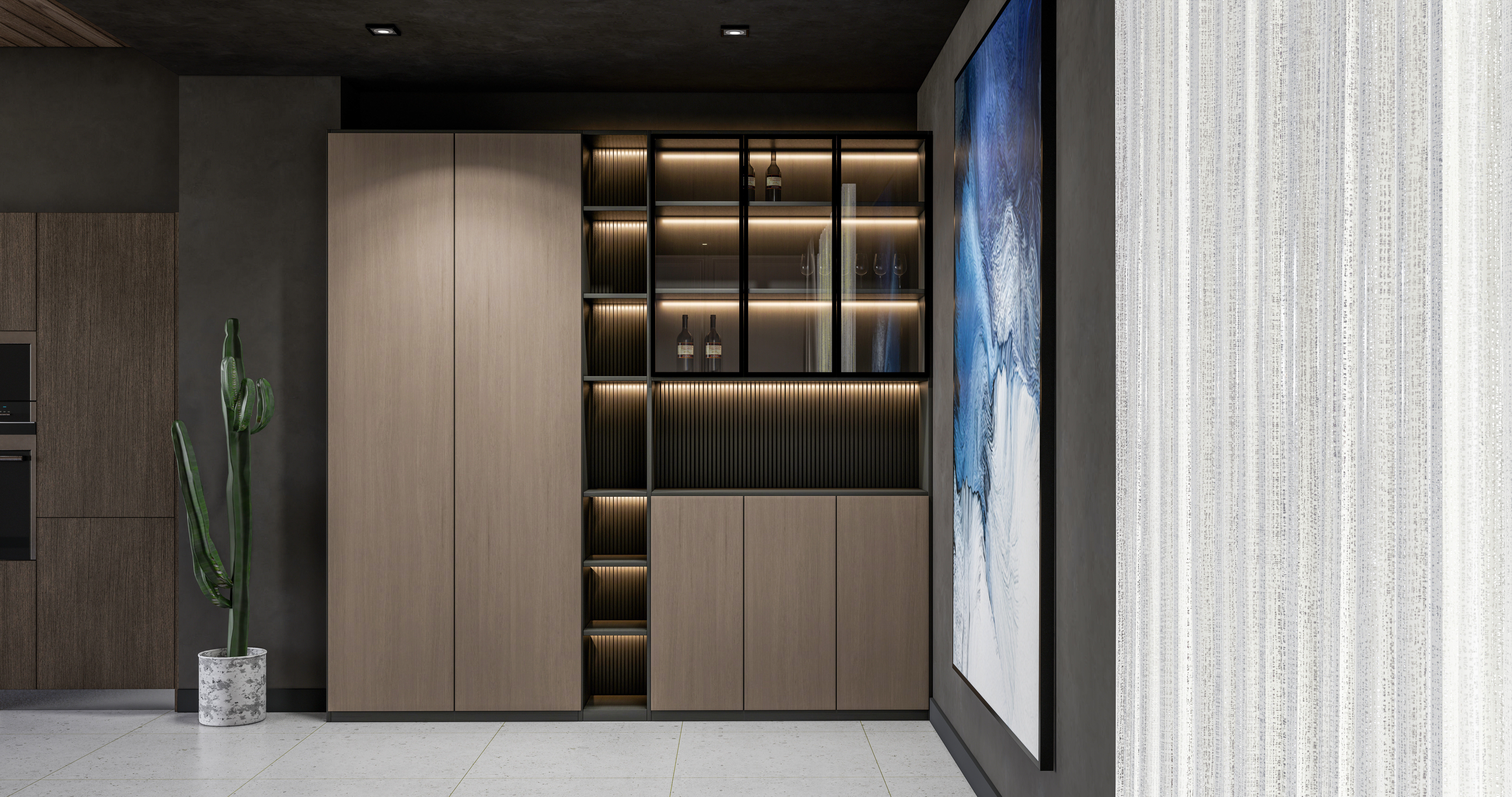 Wine cabinet Rack Cellar 3D model_5