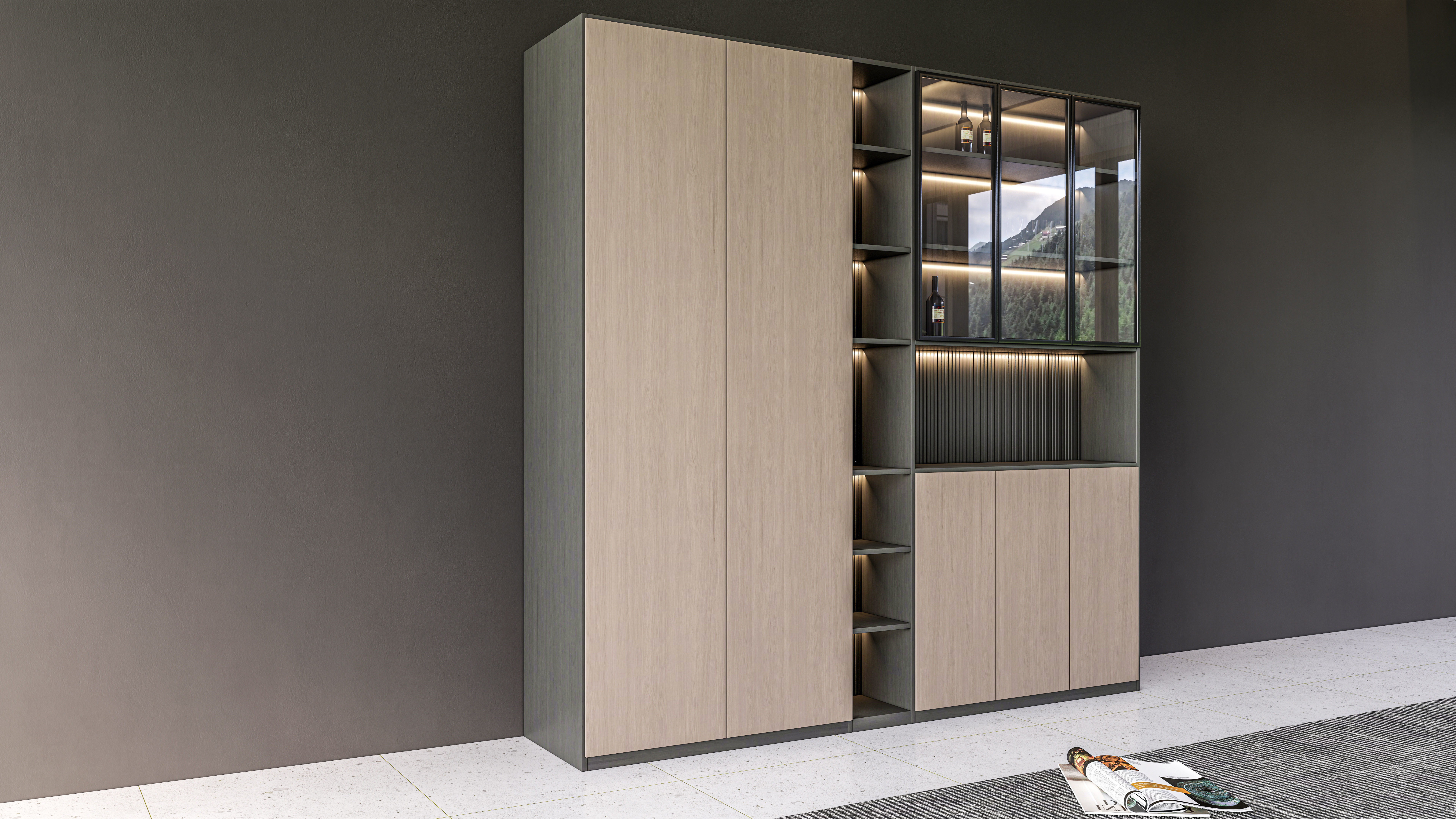 Wine cabinet Rack Cellar 3D model_1