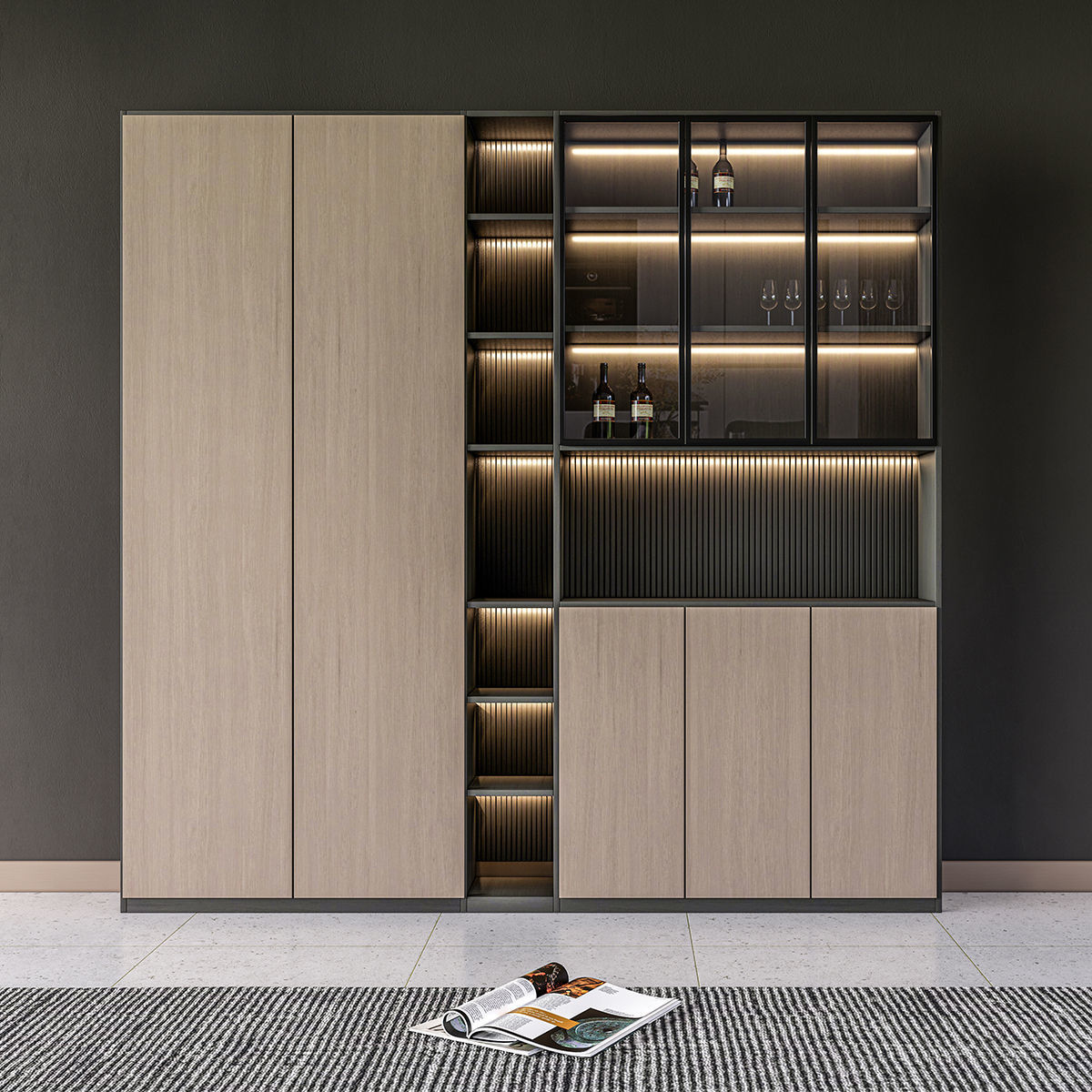 Wine cabinet Rack Cellar 3D model_10