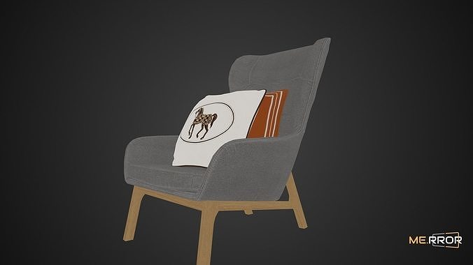 Game Ready Gray Sofa and Cushion Low-poly 3D model
