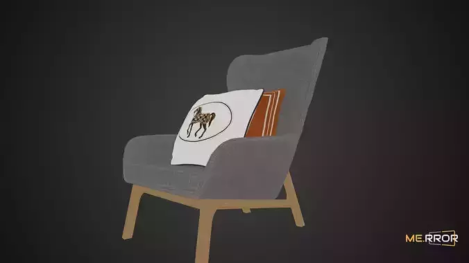 Game Ready Gray Sofa and Cushion Low-poly 3D model