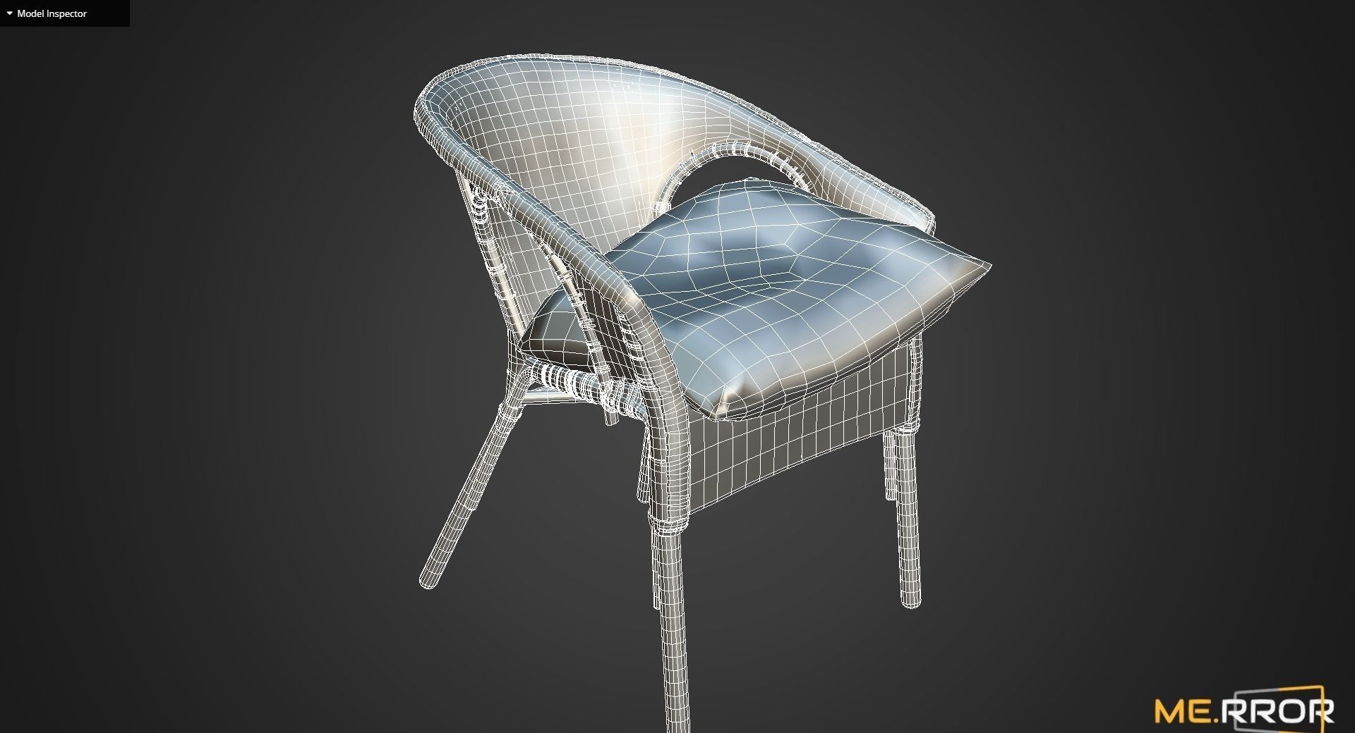Game Ready Rattan Chair and Cushion Low-poly 3D model_10
