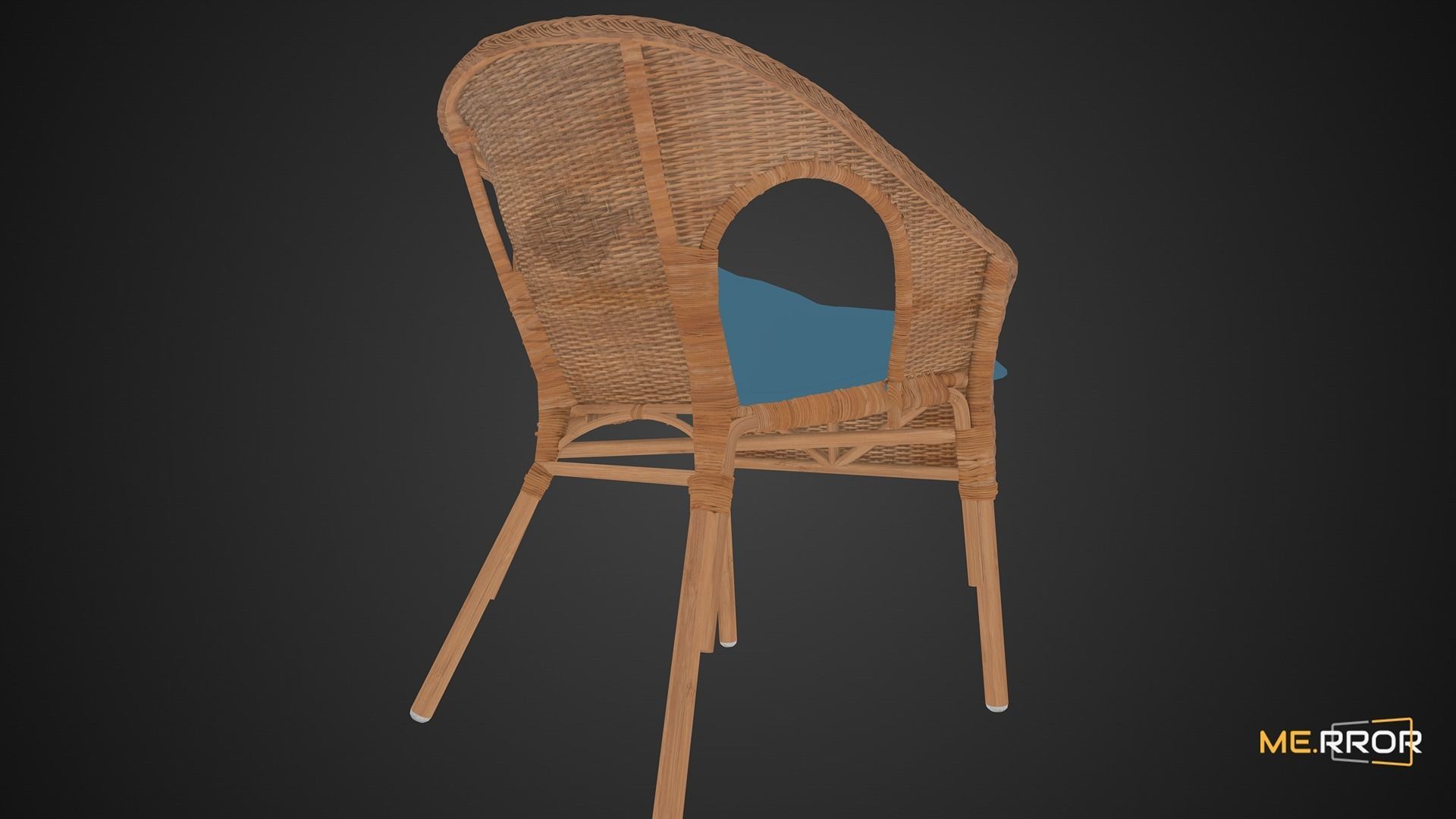 Game Ready Rattan Chair and Cushion Low-poly 3D model_6