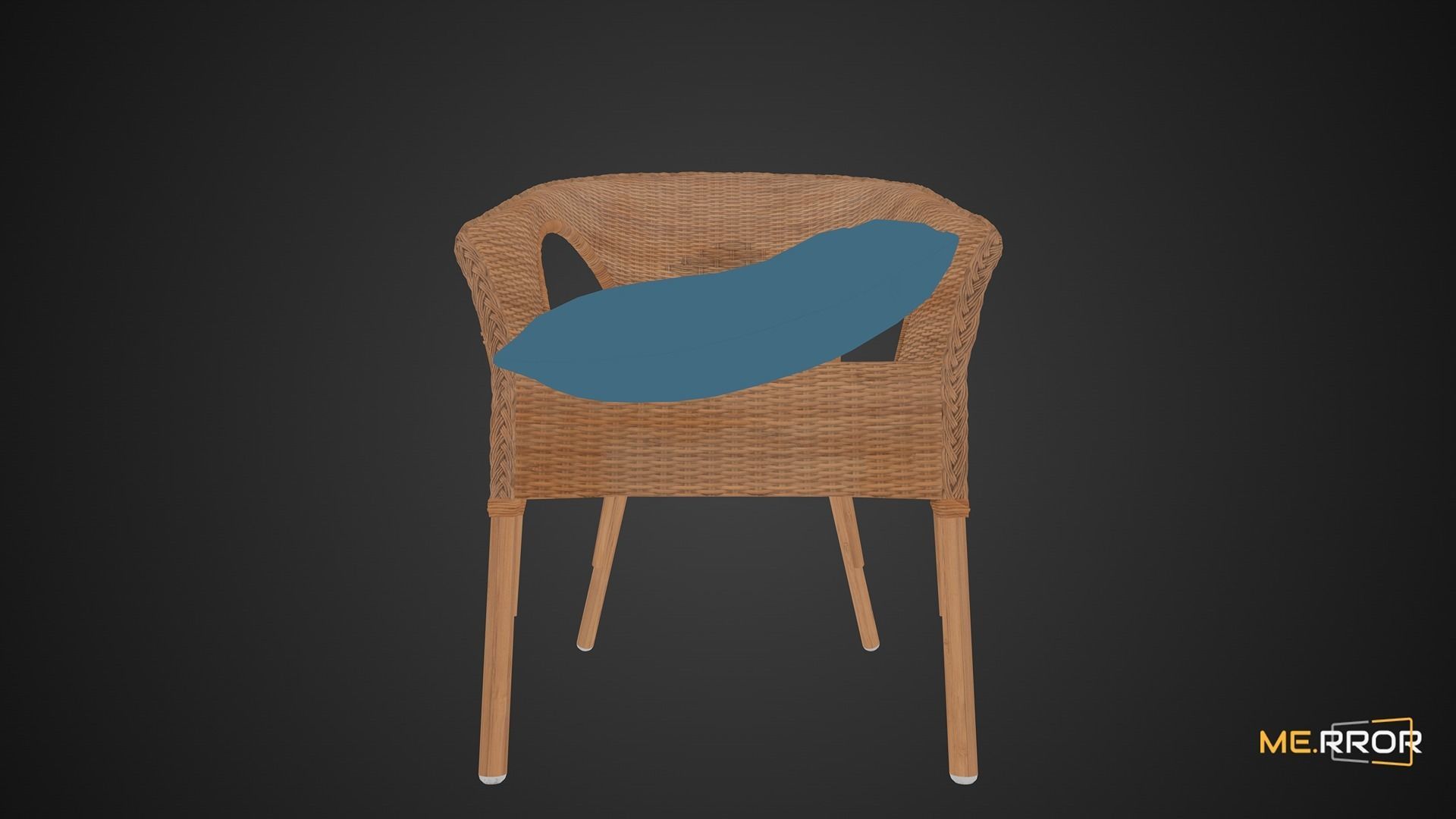 Game Ready Rattan Chair and Cushion Low-poly 3D model_8