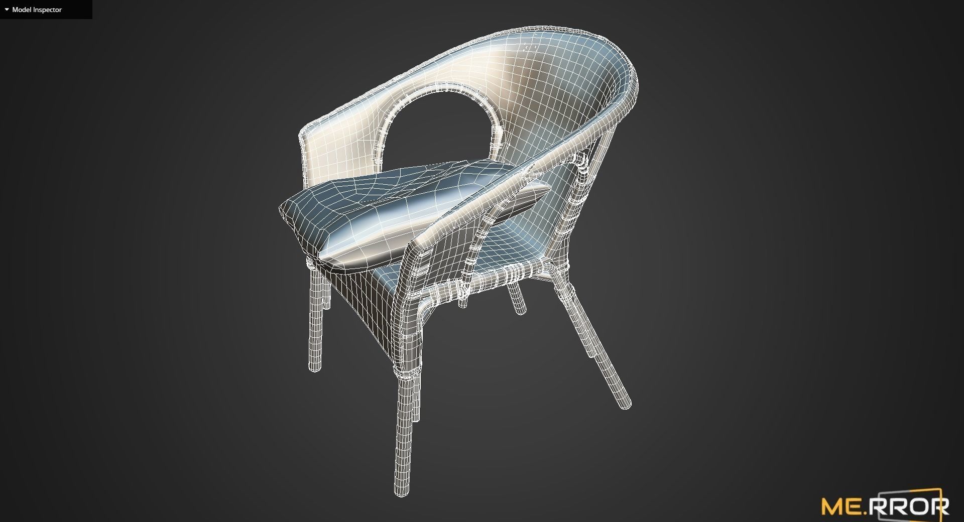 Game Ready Rattan Chair and Cushion Low-poly 3D model_11
