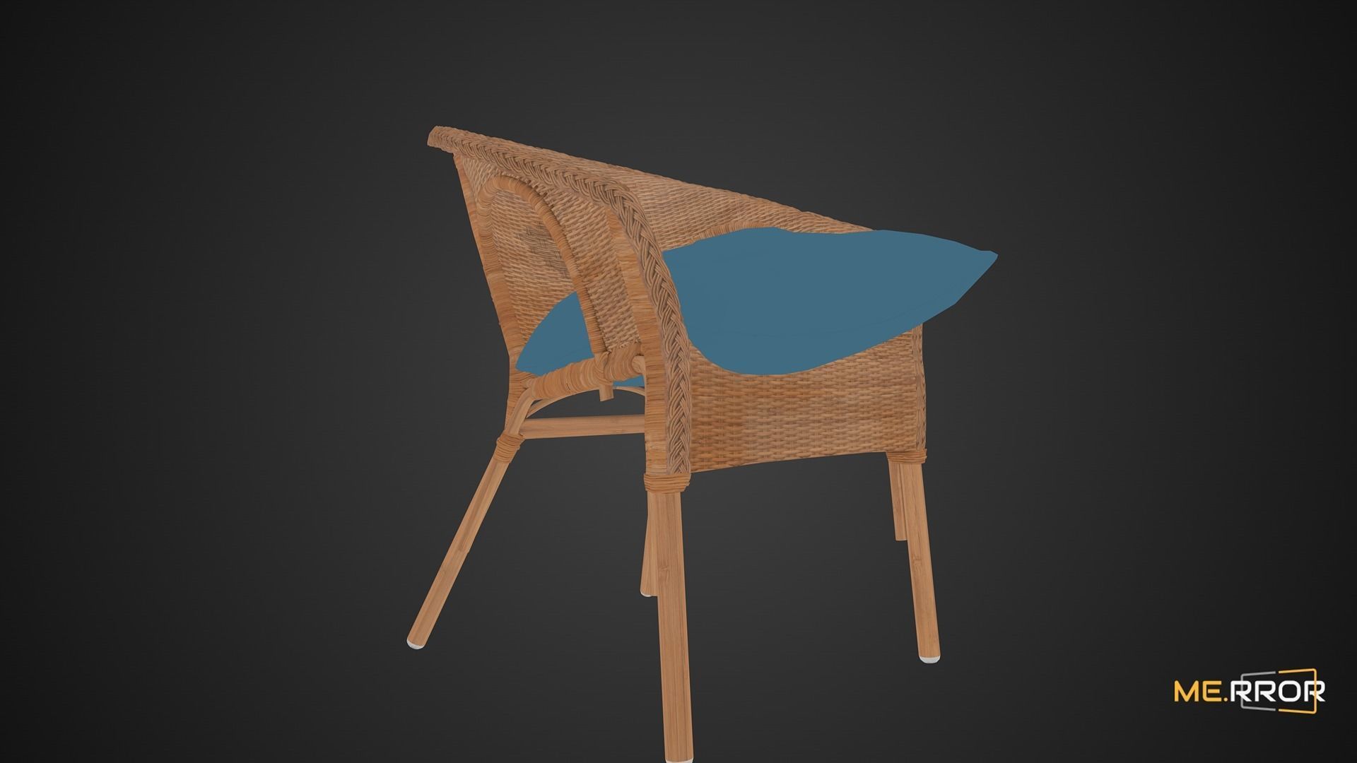 Game Ready Rattan Chair and Cushion Low-poly 3D model_7