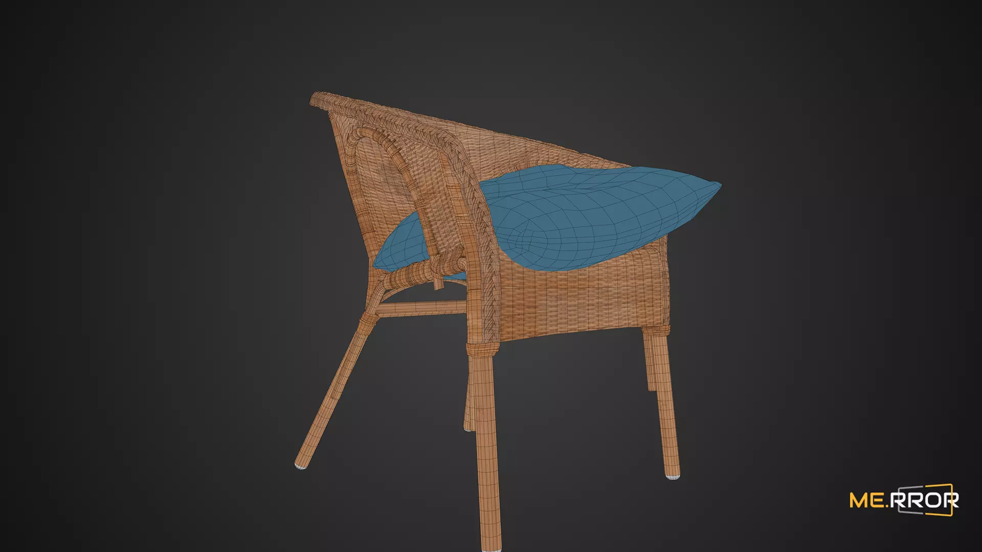 Game Ready Rattan Chair and Cushion Low-poly 3D model_0