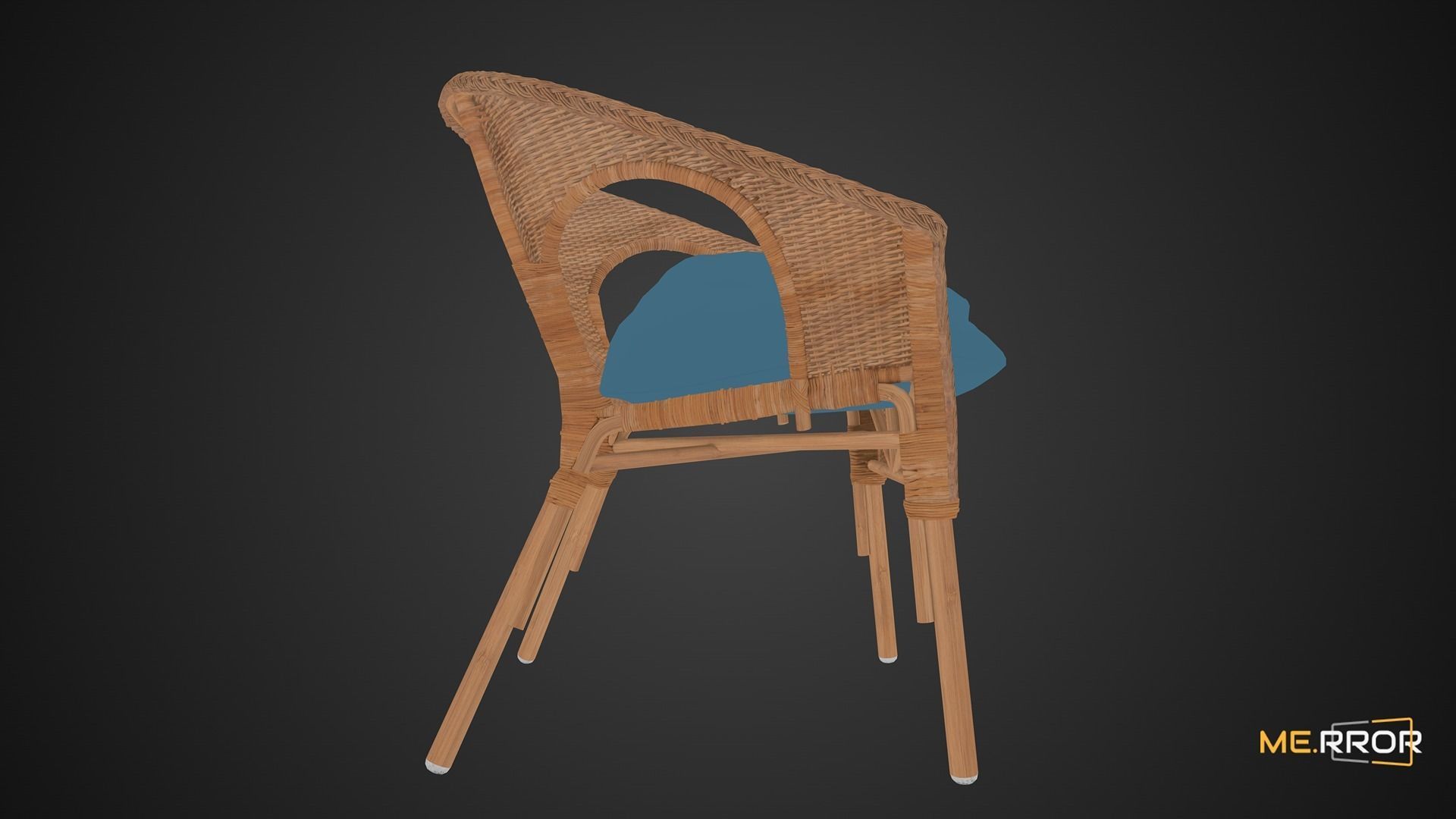 Game Ready Rattan Chair and Cushion Low-poly 3D model_1