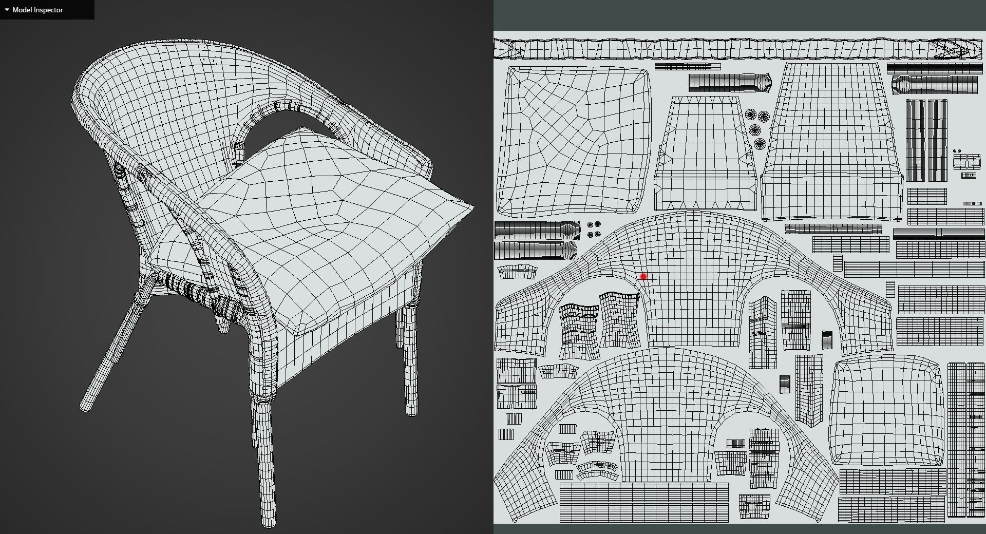 Game Ready Rattan Chair and Cushion Low-poly 3D model_13
