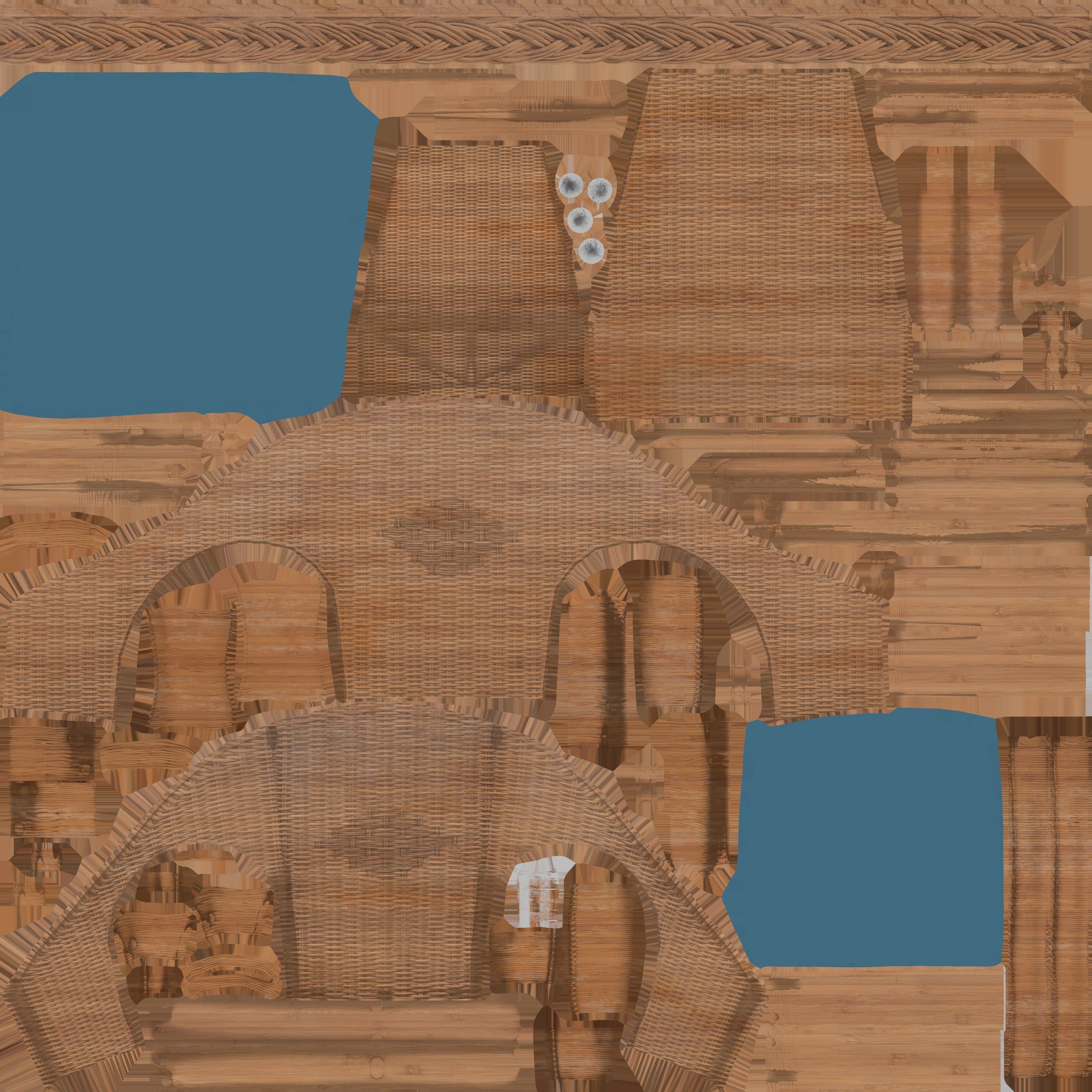 Game Ready Rattan Chair and Cushion Low-poly 3D model_16