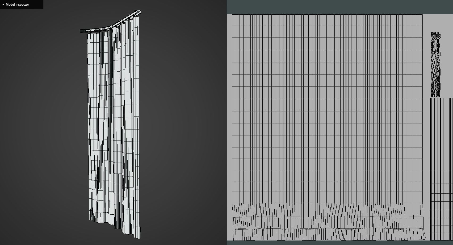 Game Ready White Rail Curtains Low-poly 3D model_13