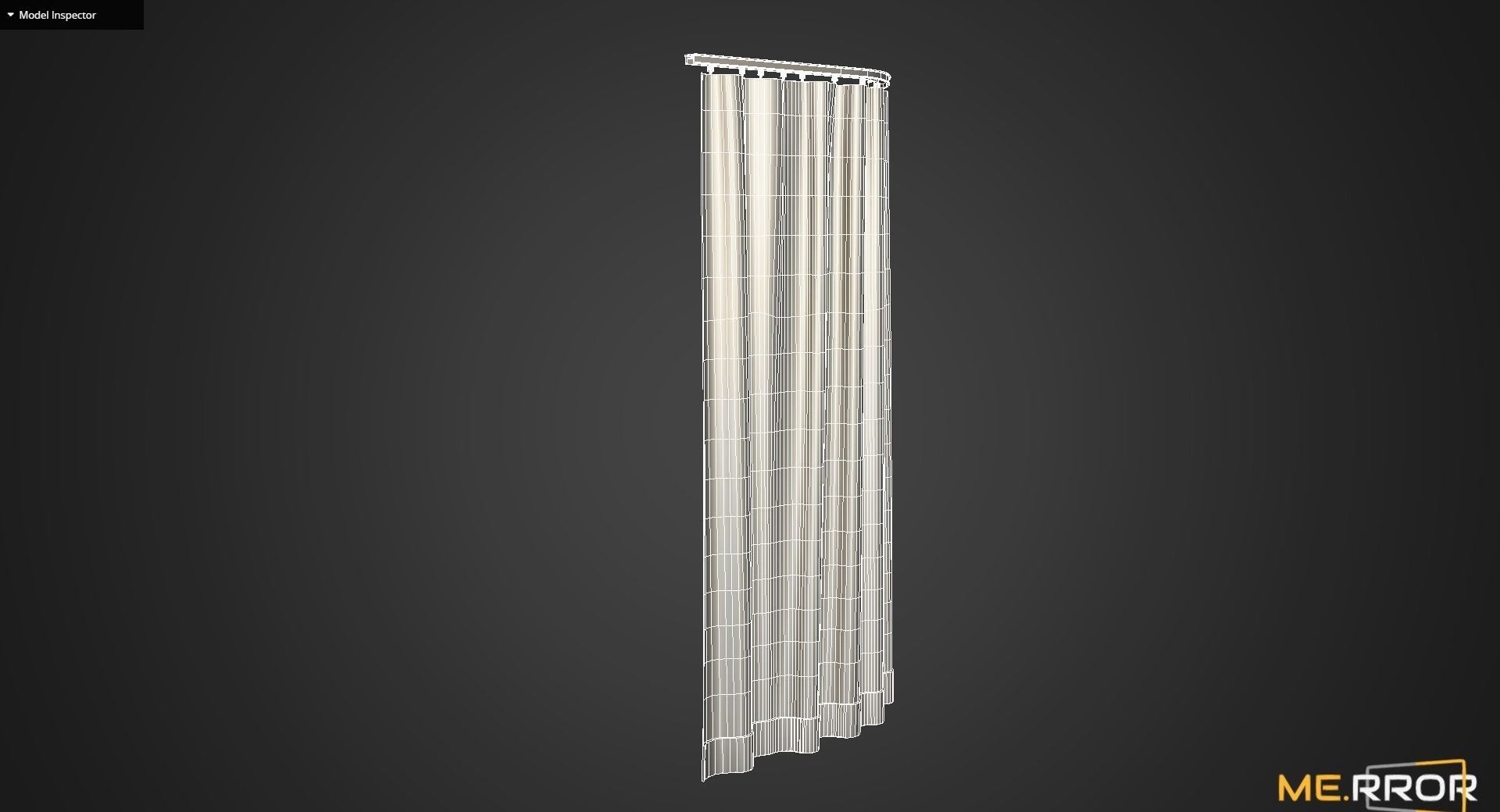Game Ready White Rail Curtains Low-poly 3D model_10