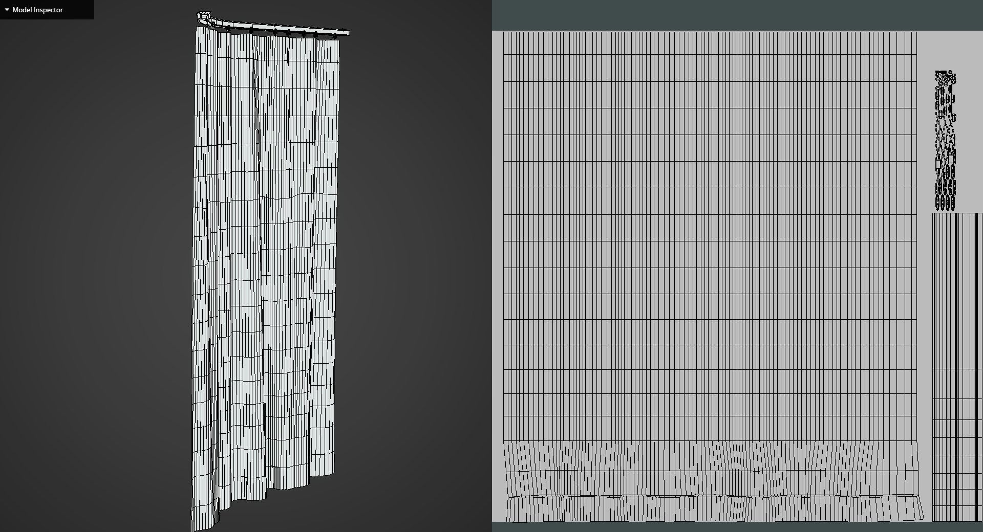 Game Ready White Rail Curtains Low-poly 3D model_12