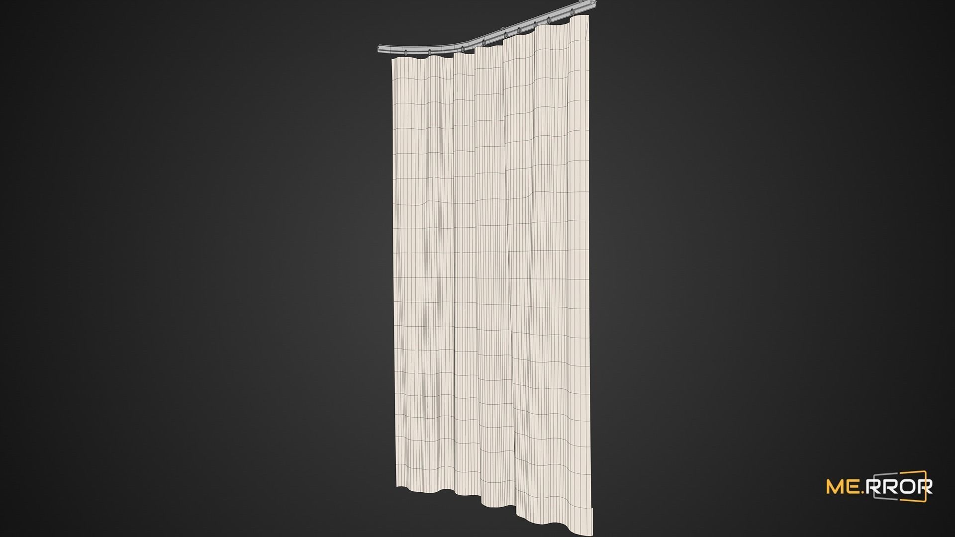 Game Ready White Rail Curtains Low-poly 3D model_5