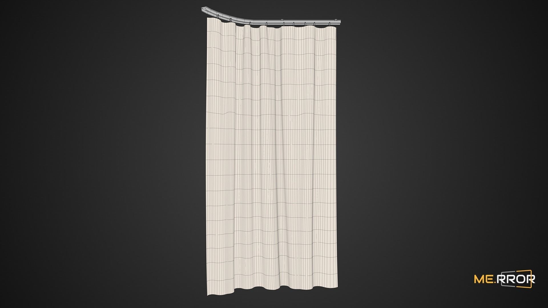 Game Ready White Rail Curtains Low-poly 3D model_6