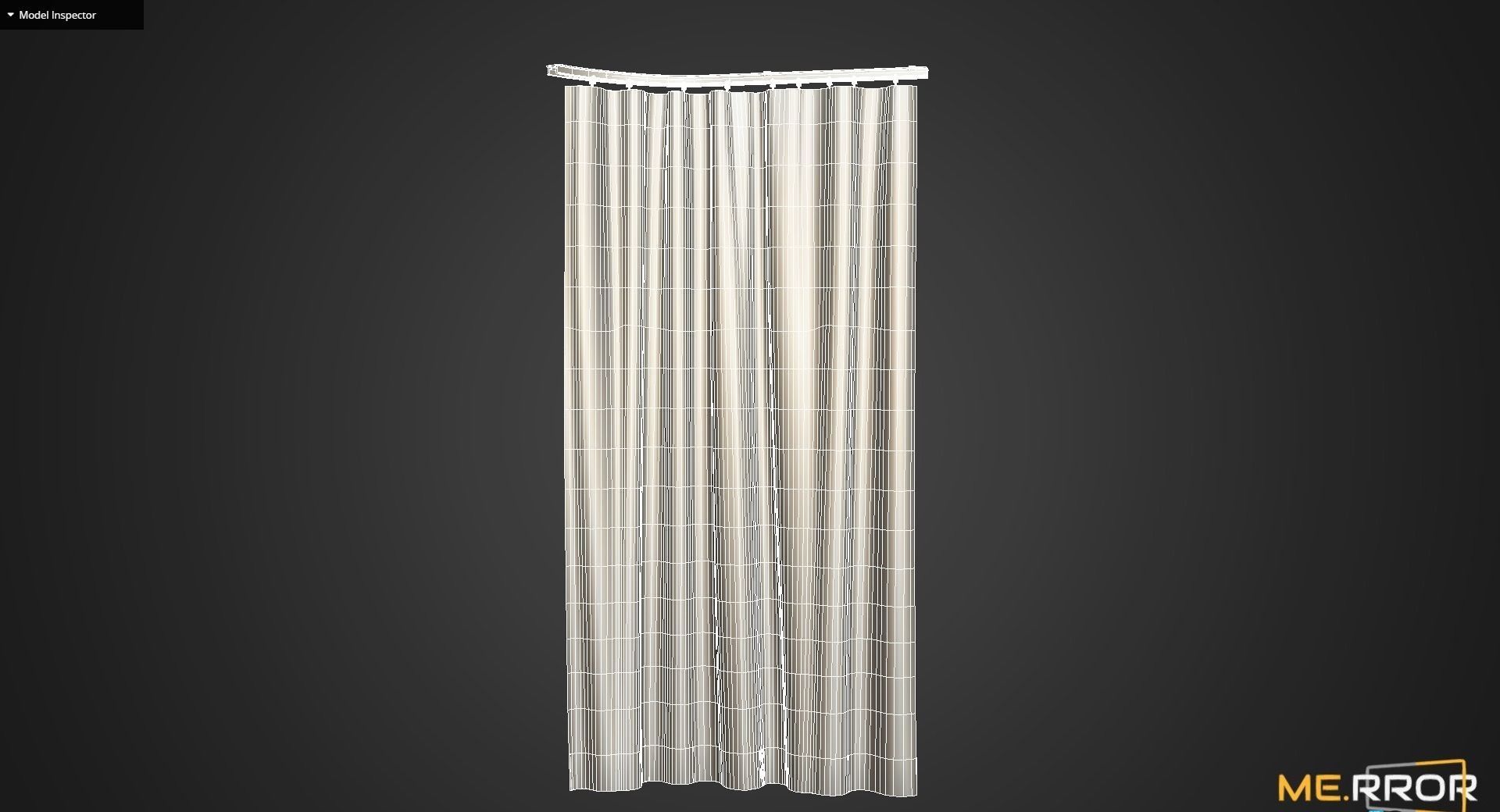Game Ready White Rail Curtains Low-poly 3D model_11