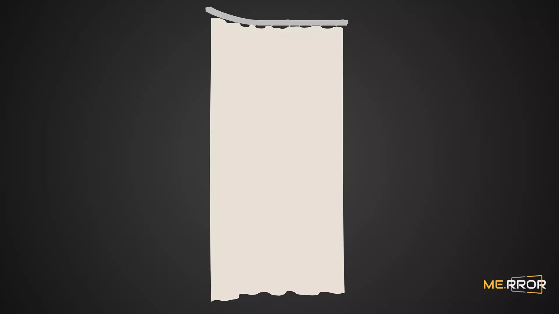 Game Ready White Rail Curtains Low-poly 3D model_0