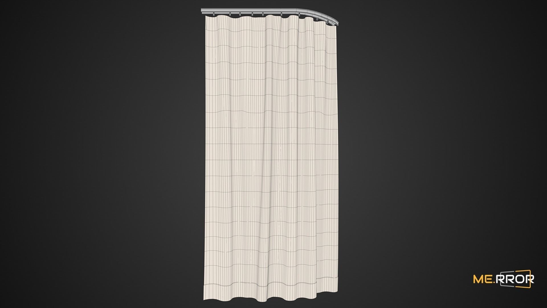 Game Ready White Rail Curtains Low-poly 3D model_9