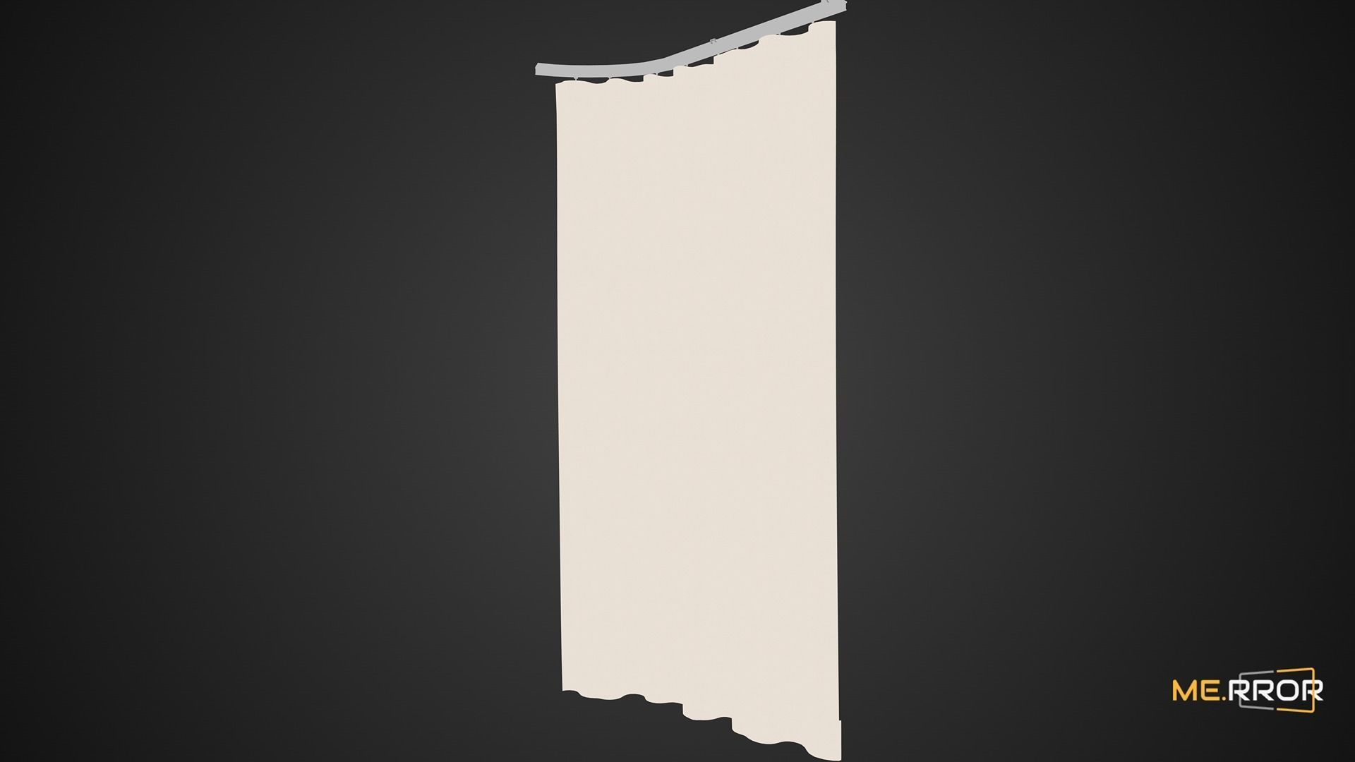 Game Ready White Rail Curtains Low-poly 3D model_8