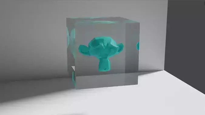 Monkey head in glass Low-poly 3D model