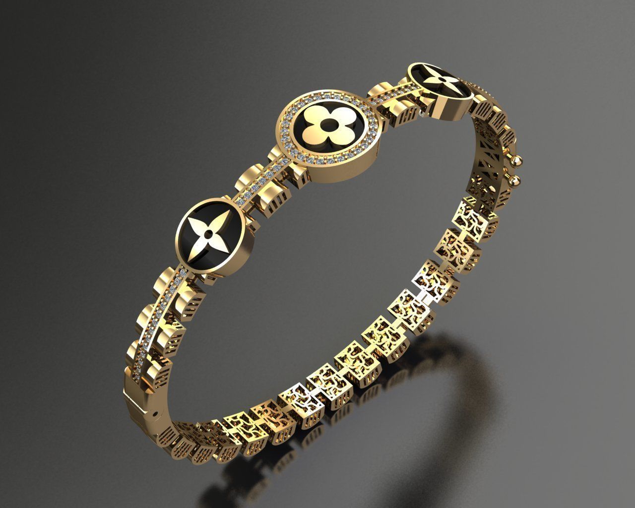 bracelet and bangle branded  3D print model_3