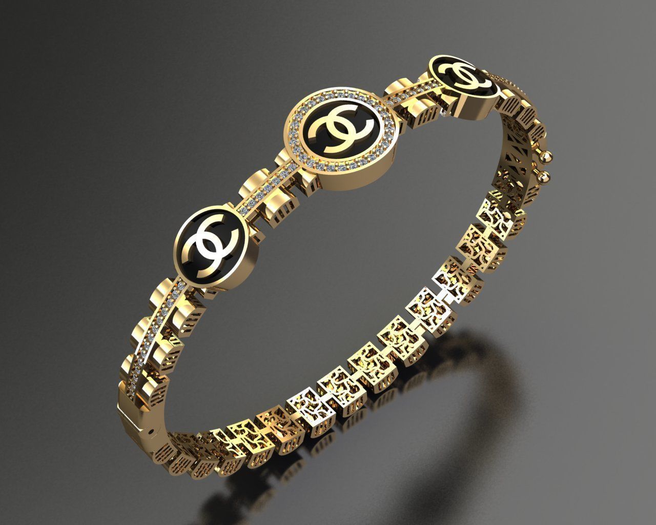 bracelet and bangle branded  3D print model_2