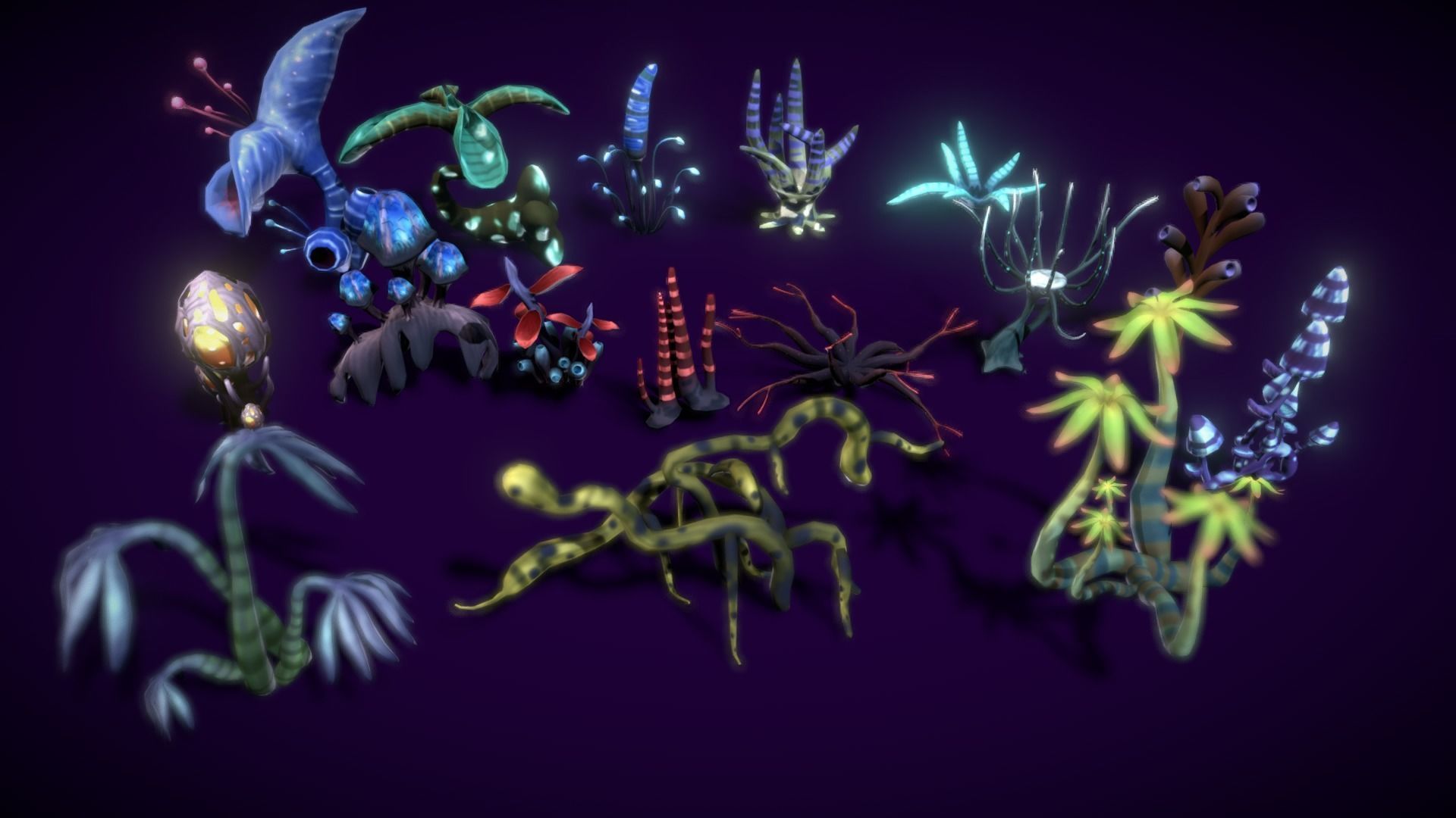 Cartoon Seaweed 11 Low-poly 3D model_3