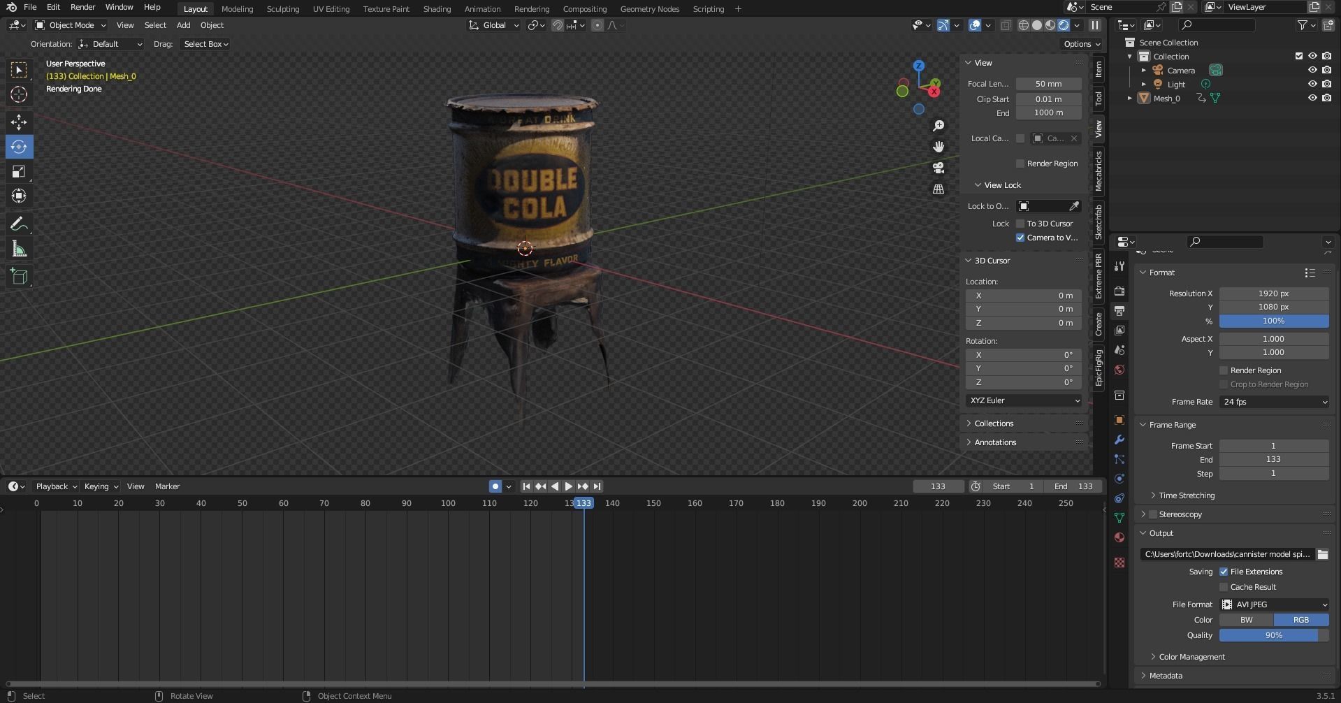Antique Double cola Cannister asset 3D model_1